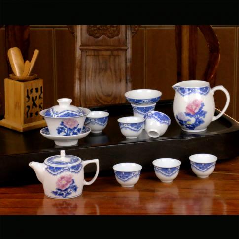 10頭釉下手繪五彩工(gong)夫茶具(ju)--富(fu)貴祥瑞(rui)