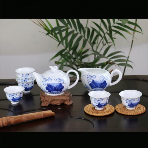 8頭手繪青花(huā)清(qing)香茶具(ju)
