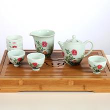 8頭手繪青釉功夫茶具(ju)-...
