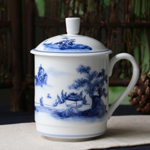 1頭手繪青花(huā)青山(shān)秀水單(dan)杯