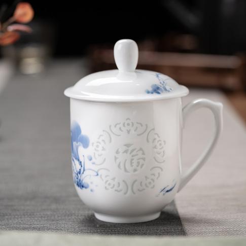 1頭荷花(huā)福字玲珑單(dan)杯