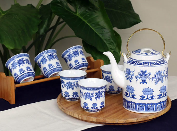7頭手繪橋梁壺茶具(ju)吉慶祥瑞(rui)