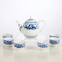 7頭手繪青花(huā)花(huā)滿園茶具(ju)