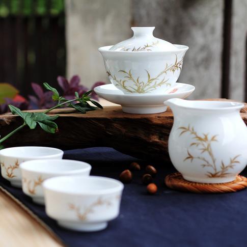 8頭茶具(ju)金竹報平安(an)