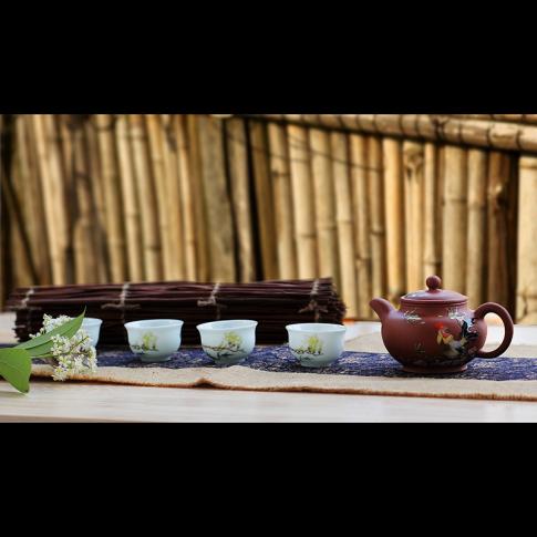 5頭紫砂(sha)茶具(ju)瑞(rui)吉迎春