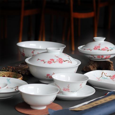 48頭釉中(zhong)翠竹紅(hong)梅中(zhong)餐具(ju)