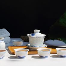 8頭玲珑功夫茶具(ju)手繪海浪