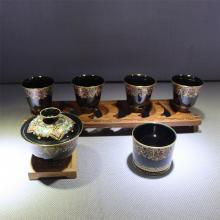 6頭手繪釉上描金敦煌圖...