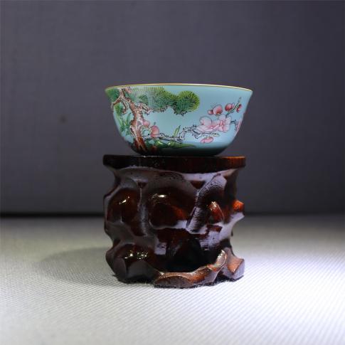 1頭手繪琺琅彩歲寒三友蒂芙尼藍主(zhu)人(ren)杯