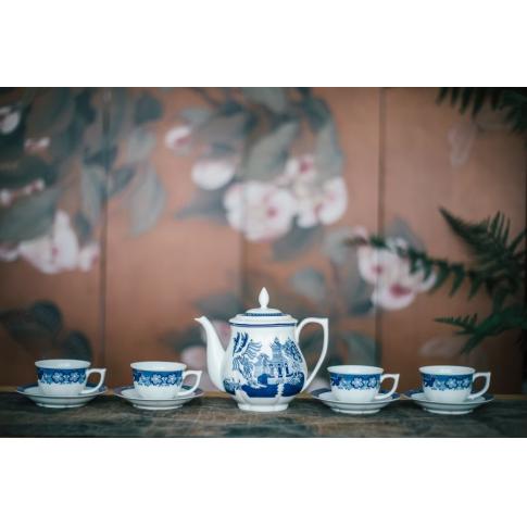 9頭釉中(zhong)彩古(gu)典園林蓮花(huā)茶具(ju)