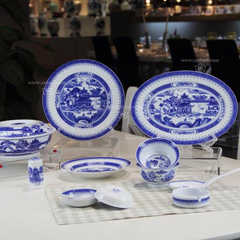 56頭國(guo)瓷青花(huā)梧桐中(zhong)餐具(ju)