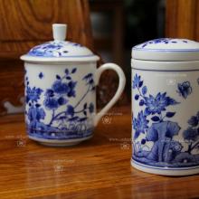 2頭手繪青花(huā)春光明媚茶...