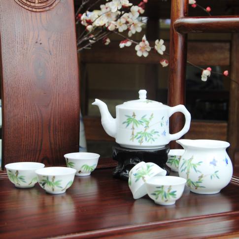 8頭釉下五彩竹子(zi)茶具(ju)