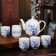 7頭青花(huā)蘭花(huā)茶具(ju)