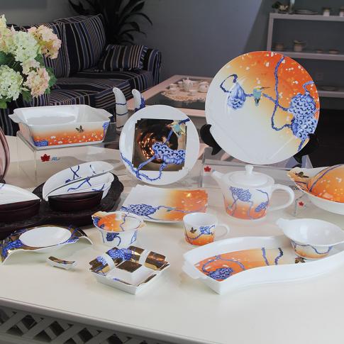 62頭中(zhong)餐具(ju)荷塘蝶戀